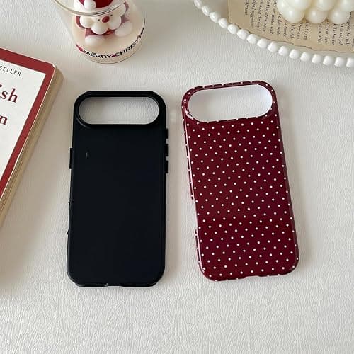 Sayoaho Compatible with iPhone 13 Case & 14 Case, Fashion Cute Polka Dot Pattern Aesthetic Design for Women, Soft TPU and Hard Back Shockproof Phone Cover, Wine Red thumbnail 3