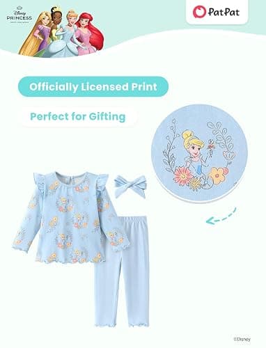 Disney Winnie the Pooh Minnie Mouse Princess Newborn Baby Girl Organic Cotton Ruffle Long Sleeve 3-Piece Set 3-24 Months thumbnail 5