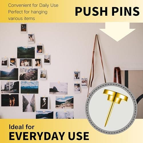 30PCS Metal Gold Heavy Duty Thumb Tacks for wall Push pins for wall | Flat tacs for wall for bulletin board for shadow box display thumbnail 5