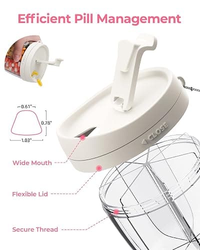 AMOOS Cute Pill Dispenser with 7 Large Compartments, Portable Pill Bottle Organizer with Wide Opening for Easy Use, Anti-Mix Pill Organizer for Travel, BPA-Free Pill Container, White thumbnail 4