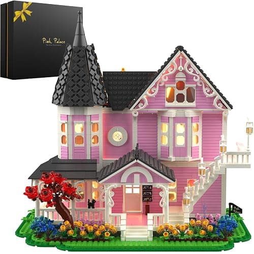 EYICA Pink Palace House Building Kit, 2194 PCS Movie‑Inspired Display Model for Adults, Ideal, Open‑Back Interior Rooms, Gift Box Packaging (Standard Edition) - Image 1