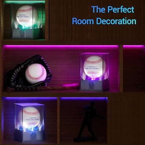 Leshein Baseball Display Case with Led Light, Light up Baseball Case for Display, Acrylic Baseball Holder Display Case, UV Protected Clear Baseball Stand Baseball Cube for Memorabilia Baseball Gifts thumbnail 6