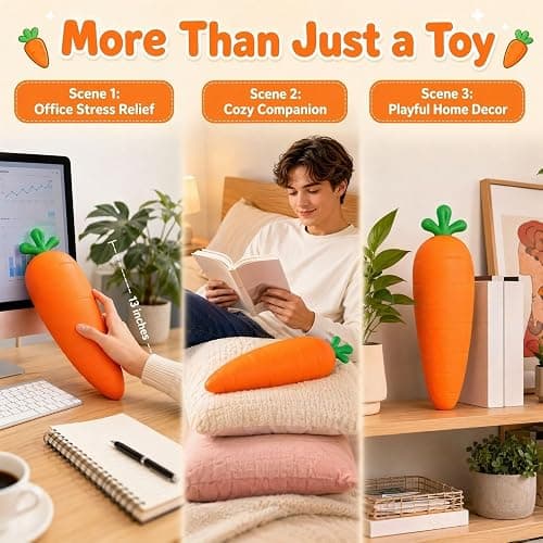 13 Inch Carrot Squishy, Jumbo Squishy Carrot | Moldable Sensory Squishy for Desk Decor, Party Favor and Gift for Adults thumbnail 4