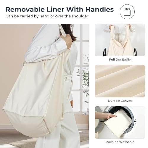 STO STO Laundry Hamper 2 Section, 100L Rolling Laundry Sorter Cart with Removable and Washable Liner Bag, Clothes Hamper with Wheels and Metal Handle for Laundry Room and Bedroom thumbnail 5