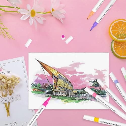 XIEED [2025 Upgraded Alcohol Markers, 120 Colors Premium Hexagonal Markers Set Gift Box for Kids, Students, Adults, Artists in Coloring & Drawing(Fine &Broad) thumbnail 5