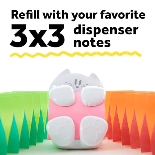 Post-it Note Dispenser, White Cat Design, 1 Dispenser, 1 Pad, 45 Sheets | Sticky Notes Holder for Desk, Classroom or Office Supplies thumbnail 5