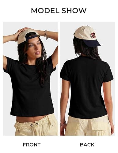 FAIABLE Cotton Crew Neck T Shirts for Women Slub Cotton Short Sleeve Shirt Casual Summer Basic Tees Tops Fashion Trendy 2026 thumbnail 6