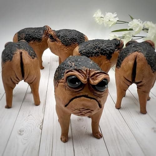 RIBJSHE Weird Queer Grumpy Frog Statue Ugly Angry Toad Statue Outdoor Garden Plant Decorations for Pots Novelty Home Office Desktop Decor Sculpture Unique Wierd Gift thumbnail 2