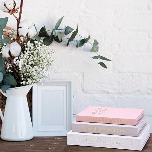 XKDOUS Set of 3 Linen Decorative Books with Gold Foil Cover Faux Book Storage Box for Coffee Table, Bathroom Shelf & Home Decor thumbnail 9