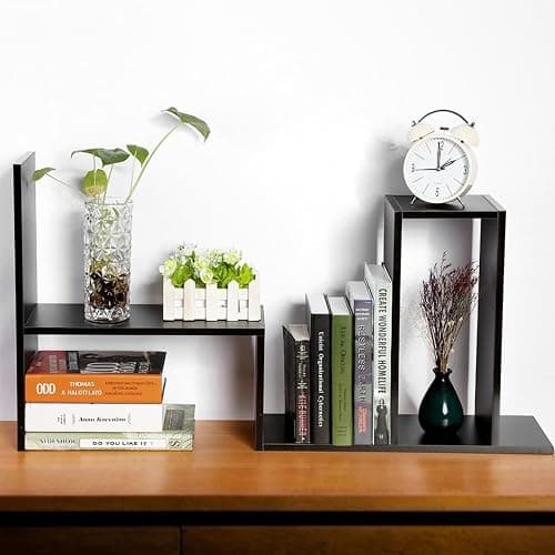 ShellKingdom Desk Shelf Organizer, Desktop Shelves, Adjustable Desktop Corner Shelf, Bookshelf Storage Rack and Cubicle Decor for Desk, Tabletop, School, Office, Dorm Desk Organizer - Black thumbnail 6