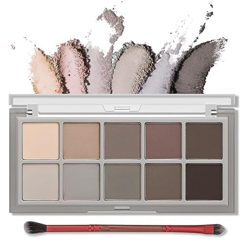 Erinde 10 Colors Nude Eyeshadow Palette, Taupe Brown Mavue Matte Eye Shadow Palette Makeup, Neutral Grey Smokey Eye Pallete, Ultra-Blendable, Long Lasting Natural Eyeshadow for Older Women, Cement - Image 1