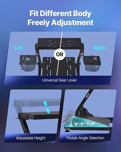VEVOR Racing Wheel Stand, Adjustable & Foldable Simulator Stand for Logitech G29 G27 G920 G923, Thrustmaster T300RS T300GT T248 TS-PC TSXW Gaming Cockpit,Pedals Simulator NOT Included | Fit for Logitech G29 G27 G920 G923, Thrustmaster T300RS T300GT T248 TS-PC TSXW Gaming Cockpit, Pedals Simulator NOT Included thumbnail 4