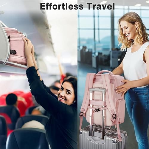 Taygeer Vacuum Backpack, Expandable Vacuum Seal Carry on Backpack with Rain Cover, 17'' laptop Compression Backpacks Travel with Shoe Compartment, TSA Approved Personal Item Compression Back Pack,Pink thumbnail 9