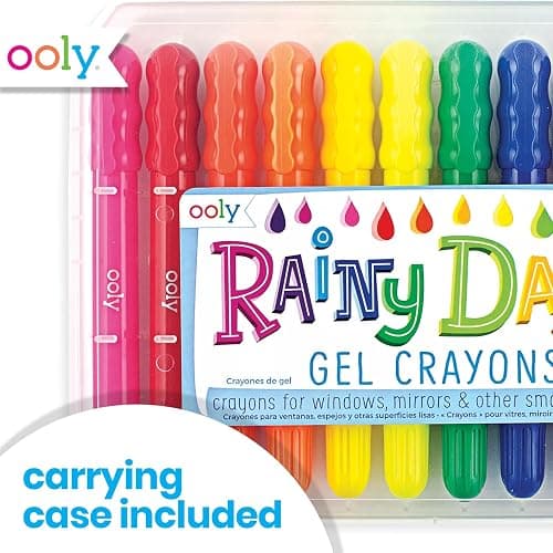 Ooly Rainy Dayz Gel Crayons for Kids - Set of 12 Rainbow Color Crayons for Glass and Paper Surfaces with Clear Plastic Crayon Case for Easy Portability - Safe and Non-Toxic thumbnail 5