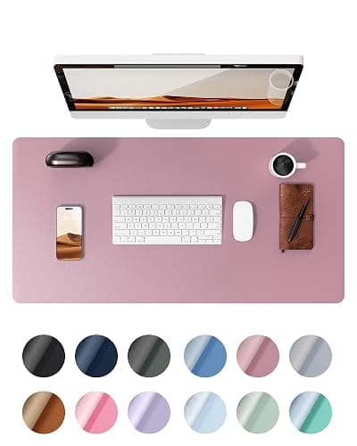 YSAGi Leather Desk Mat, Large Mouse Mat, Non-Slip Desk Pad, Waterproof PU Leather Table Protector Writing Pad for Office and Home (60 x 35 cm, Pale Mauve) - Image 1