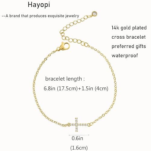 Gold Bracelets for Women,Dainty Gold Cross Bracelet 14K Gold Plated Beaded Bracelets for Women Trendy Bracelet Stack Pearl Bracelet Set Waterproof Chain Bracelet Gold Jewelry for Women Baptism Gifts thumbnail 3