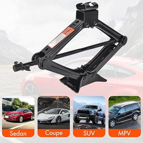 Scissor Car Jack 2 Ton (4409 lbs) Tire Changing Kit with Lug Wrench - Emergency Kit for Car, SUV, MPV thumbnail 7