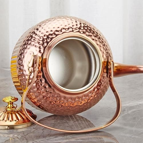 SANQIAHOME Antique 1.8L (60 Oz) Stainless Steel Teapot with Infuser Copper thumbnail 6