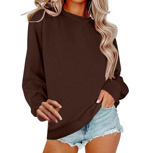 Jybuyye Sweatshirt for Women Casual Crew Neck Oversized Sweatshirt Long Sleeve Preppy Sweatshirts Fall Pullover Sweaters thumbnail 6