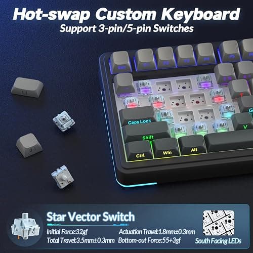 AULA S75 PRO Wireless Mechanical Keyboard with Screen&Knob, Tri-Mode Hot Swappable Gaming Keyboard 75%, Pre-lubed Switches, RGB Backlit, Side Printed PBT Keycaps, Creamy Sounding Computer Keyboards thumbnail 5