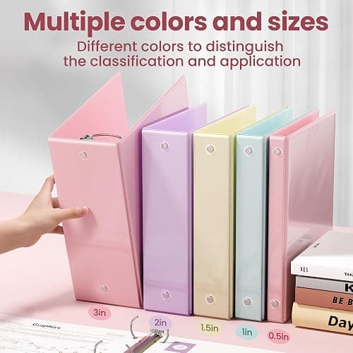 SUNEE 3 Ring Binder 1 Inch Pink 1 Pack, Holds 175 Sheets of Letter Paper, Clear View 1" Three Ring PVC-Free (Fit 8.5x11 Inches) for School or Office Supplies thumbnail 6