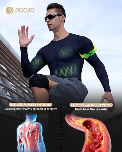 Compression Shirts for Men - Long Sleeve Black Workout Base Layer Athletic Gym Tops Quick Dry Running Undershirts thumbnail 5