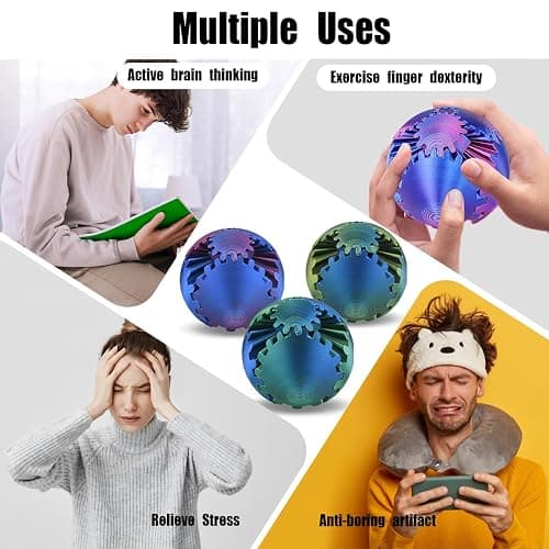 Gear Ball, 3D Gedruckter Zahnradball - The Steampunk Whirling Wonder Fidget Getriebe Ball, Gear sphere Cube Fidget Toys für Büro & Zuhause, Cool Stuff Spielzeug Geschenk für 3+ Jahre Kinder Erwachsene thumbnail 4