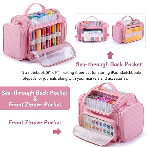 APOFFICE Marker Organizer Case Bag for 200-300 Markers – Large Art Supply Storage Bag with Detachable Dividers, Travel Marker Holder for Alcohol Markers, Brush Pens, Colored Pencils & Craft Supplies thumbnail 3