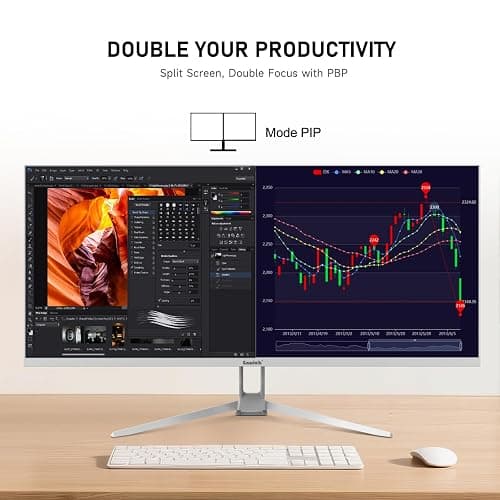 Gawfolk 34 Inch IPS Ultrawide 120Hz Gaming Computer Monitor, 21:9 UWFHD (2560x1080) PC Screen, 120% sRGB, Adaptive Sync, 178° Viewing Angle, Display Port, HDMI, Compatible with Wall mounting - White thumbnail 4