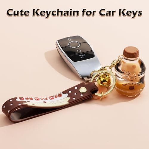 YOU WIZV Kawaii Bear Boba Keychain - Cute Liquid Water Charm for Backpacks, Adorable Gift for Women Boy Girls thumbnail 5
