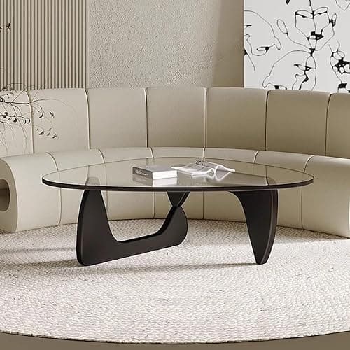 Mid Century Modern Glass Coffee Table, Black Coffee Table for Living Room, Elegant and Functional Coffee Tables,Suitable for Bedroom Living Room Reception Office Tables（Black/Transparent，Large） thumbnail 6