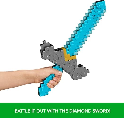 Mattel Minecraft Sword and Pickaxe 2-in-1 Toy, Button-Activated Click and Switch Role-Play Accessory Inspired by A Minecraft Movie thumbnail 3