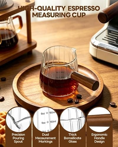 6 OZ Espresso Cups, Espresso Accessories, Espresso Shot Cups, 2 PCS | Double Spout Glass Measuring Cup, Coffee Bar Accessories, Double Espresso Cups for Coffee, Milk, Tea, Coffee Gifts for Women thumbnail 3