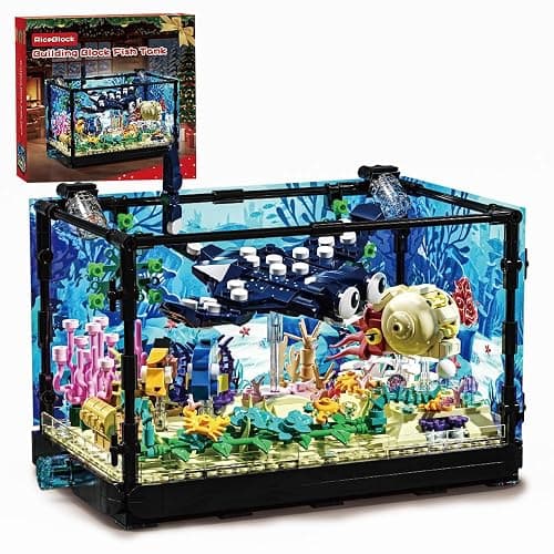 RiceBlock Fish Tank Aquarium Building Sets Holiday Toy, Ocean Theme Construction Toys, Educational STEM Creative Gift for Kids Ages 8-12 Boys and Girls, Ideal Gift for Christmas and New Year,889PCS - Image 1