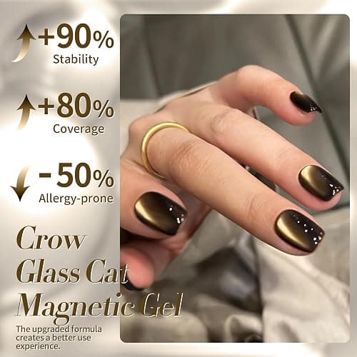 BORN PRETTY Brown Cat Magnetic Eye Gel Nail Polish Jelly Glass Gel Polish | Crow Glitter Magnetic Gel Polish Soak Off Nail Art Salon Manicure Home Gift 15ml thumbnail 5