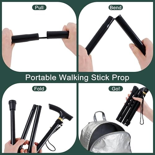 2 Pcs 100 Days Cane, 33 in Costume Walking Cane, Black Adjustable Walking Stick, Funny Old Age Costume Accessories, Halloween Cosplay Cane Prop for Dress Up Retirement Party Adults Gift thumbnail 3