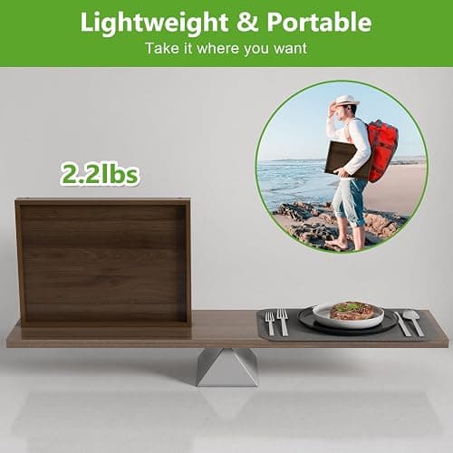 Artmeer FSC 100% Bamboo Bed Tray with Folding Legs, Large, Walnut | Large FSC 100% bamboo bed tray with folding legs, handles and raised edges for meals, laptops, reading and serving. thumbnail 4