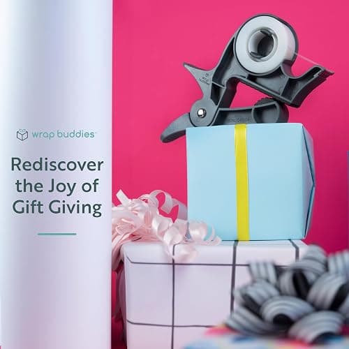 Wrap Buddies Tabletop Gift Wrapping Tool — Wrap Buddies Adjustable Paper Clamps with Tape Dispenser for Wrapping, Crafts, & Holiday Projects — Fits Most Tables & Countertops — Slate Grey, Set of 2 thumbnail 7