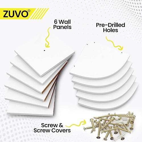 Zuvo White Corner Shelf 5-Tier - Floating Corner Shelves Wall Mounted | Zigzag Bookshelf for Bedroom, Living Room, Office | 20×20×127.5cm - Space-Saving Wall Shelf thumbnail 8