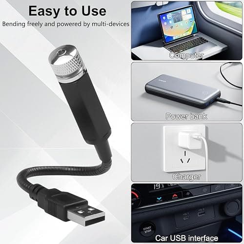 Car Star Light, USB Interior Car Roof LED Night Light Projector, Blue | Portable, Adjustable, Star Projector Night Light for Cars Trucks Bedroom Party Decoration thumbnail 7