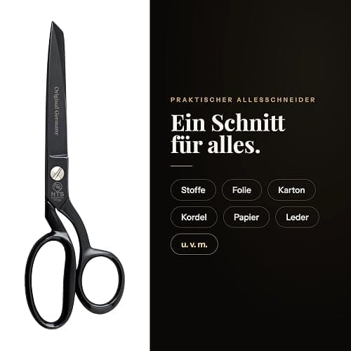 NTS-Solingen Black Edition | Schneiderschere | Stoffschere | Schere aus Karbonstahl | Schwarz Brüniert | Super Scharf | Hergestellt in Solingen | 23 cm = 9,0" thumbnail 6