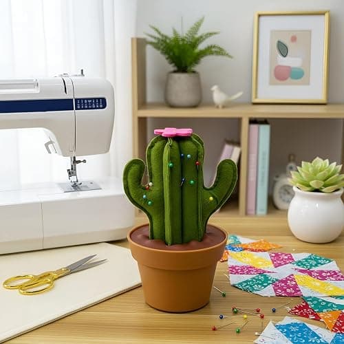 Suguaro Pin Cushion Sewing Kit with Included Sewing Notions | Magnetic Pin Holder | Cute Décor for Sewing Desks | Perfect Gift for Quilters, Sewers, Applique & Patchwork Crafters thumbnail 7