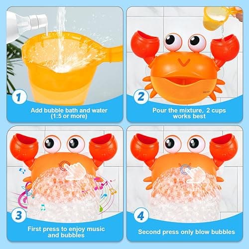 2025 Mise à Niveau Crabe faiseur de Bulles, Machine à Bulles de Bain Rechargeable, Souffle des Bulles avec des chansons pour Enfants thumbnail 6