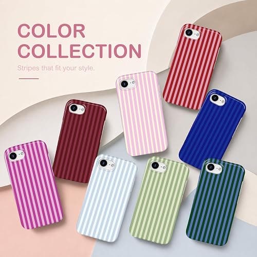 Aurorastar for iPhone 16e/17e Cute Burgundy Striped Soft Phone Case | Soft TPU Thin Slim Shockproof Protective Aesthetic Kawaii Summer Simple Cases for Women Girls, Burgundy Stripes thumbnail 9
