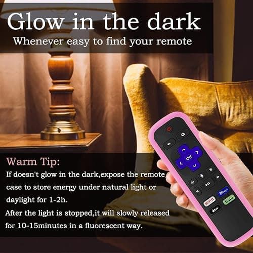 Gavyqier Silicone Protective Controller Cover fits for Roku TV Voice Remote | Element Roku | Westinghouse Roku TV Controller Cover,Glow in The Dark thumbnail 4