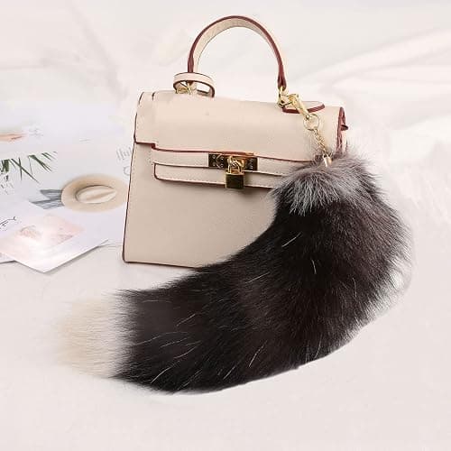 Emivery Real Fur Fox Tail Keychain Soft Fluffy Animal Tail Bag Keychain Handbag Hook Pendant Hanging Keyring Gift thumbnail 3