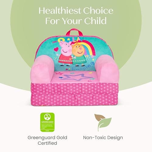 Delta Children - Peppa Pig Cozee Buddy Flip-Out Kids Chair - Greenguard Gold Certified, Pink thumbnail 6