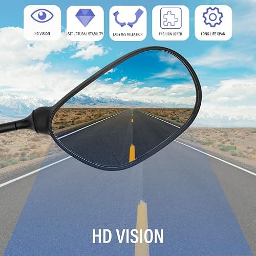 ATV Rear View Mirror, 360 Degrees Ball-Type ATV Side Rearview Mirror with 7/8" Handlebar Mount for Motocycle Scooter Moped Sportsman Dirt Bike Cruiser 4 wheeler mirrors thumbnail 2