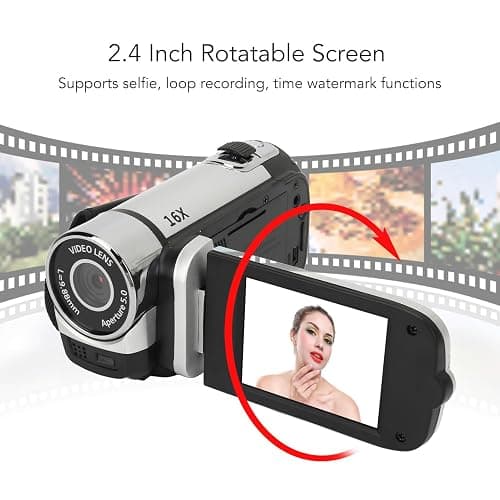 1080P Video Camera, 16MP Camcorder, 16X Digital Zoom, Vlogging Camera with Fill Light, 1/4 Inch Thread Hole, 2.4 Inch Rotatable Screen, USB Recorder (-2214230150515) thumbnail 3