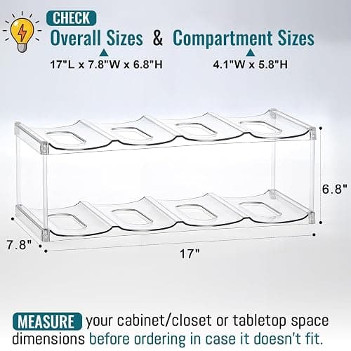 Design for Stanley 40 OZ & Large Bottles & Tumblers with Handle - Acrylic Water Bottle Organizer - Stackable Clear Wine Rack, Cup Holder for Home Kitchen Pantry Shelf Countertop Cabinet, 2 Tier Hold 8 thumbnail 2